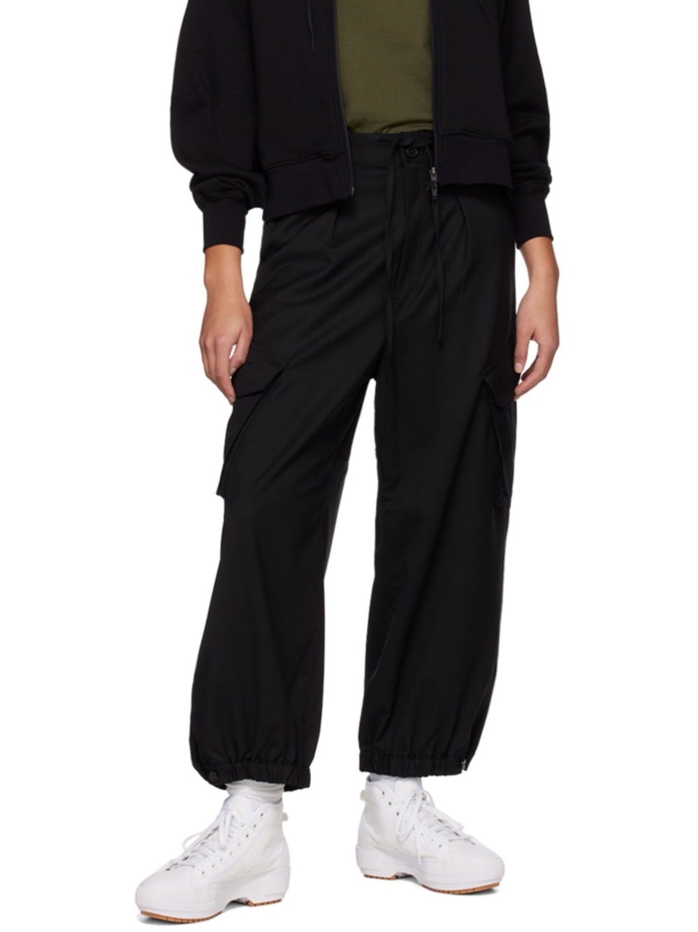 Y-3 Black Cargo Jogger Pants with Elastic Ankles